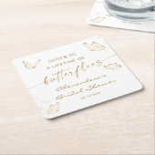 White Gold Butterfly Brautparty Willkommen Rechteckiger Pappuntersetzer (angewinkelt)