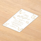 White Gold Butterfly Bridal Shower Acryleinladungen (Ablage )