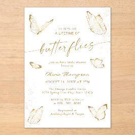 White Gold Butterfly Bridal Shower Acryleinladungen