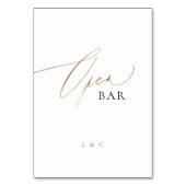 White Gold Calligraphy Wedding OPEN Bar Sign Tischnummer (Vorderseite)