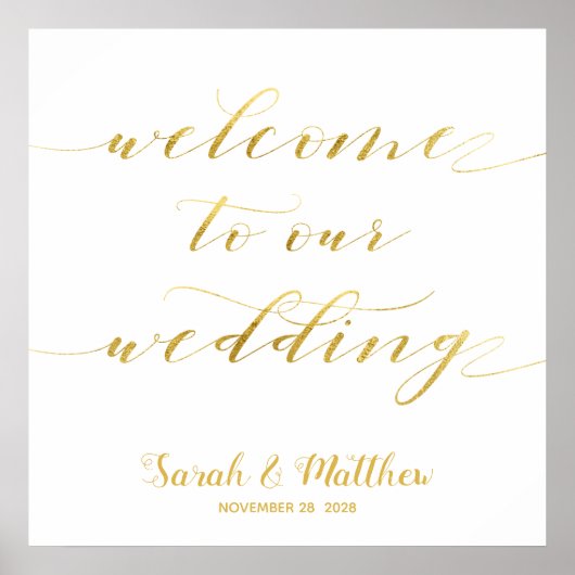 White Gold Calligraphy Willkommen bei unserer Hoch Poster (Vorne)