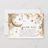 White Gold Celestial Moon & Stars Wedding Dankeskarte (Vorderseite)