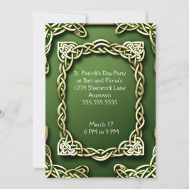 White Gold Celtic Frame St. Patrick's Day Einladung