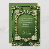 White Gold Celtic Frame St. Patrick's Day Einladung (Vorne/Hinten)