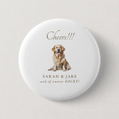 White & Gold Cheers!!!! Custom Pet Wedding Button (Vorderseite)