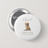 White & Gold Cheers!!!! Custom Pet Wedding Button (Vorne & Hinten)