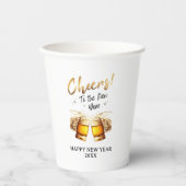 White & Gold Cheers to Silvester Party 2024 Pappbecher (Vorderseite)