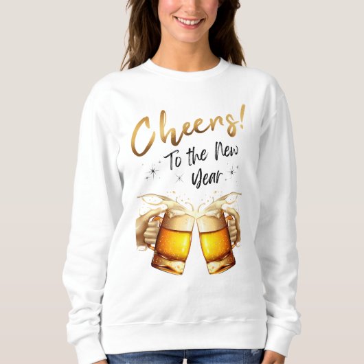 White & Gold Cheers to Silvester Party 2024 Sweatshirt (Vorderseite)