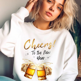 White & Gold Cheers to Silvester Party 2024 Sweatshirt