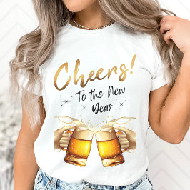 White & Gold Cheers to Silvester Party 2024 T-Shirt