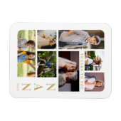 White & Gold Classic 7 Multi Photos Collage Family Magnet (Horizontal)