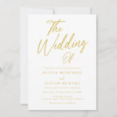 White & Gold Classic Hochzeit Einladung (Vorderseite)