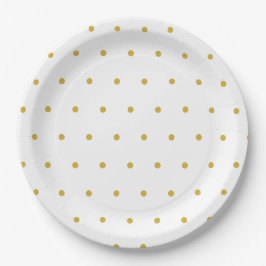White Gold Color Polka Dots Pappteller
