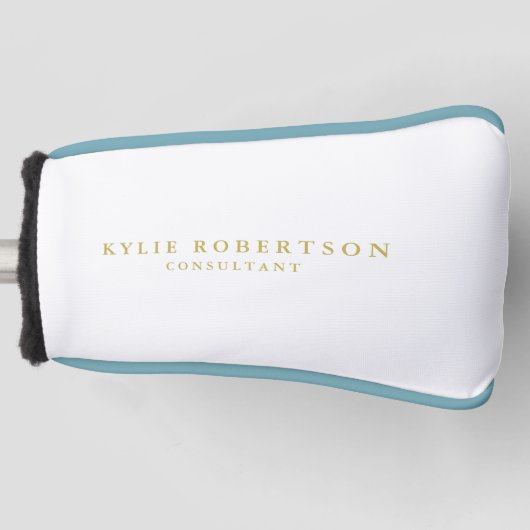 White & Gold Colors Professional Trendy Plain Golf Headcover (Vorderseite)
