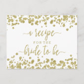 White & Gold Confetti Brautparty Rezept Karte (Vorderseite)