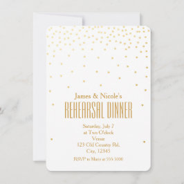 White & Gold Confetti Dots Probe Dinner Card Einladung