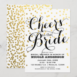 White & Gold Confetti Foil CHEERS Brautparty Einladung