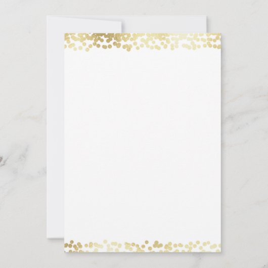 White & Gold Confetti-Foto Hochzeit Sichern Sie da Einladung (Rückseite)