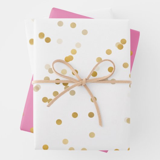 White Gold Confetti Geschenkpapier Set (Beispiel)