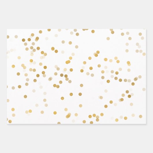 White Gold Confetti Geschenkpapier Set (Vorderseite)