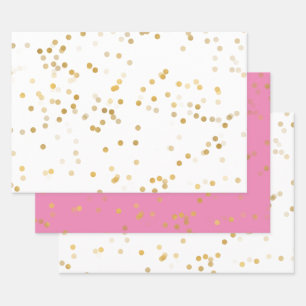 White Gold Confetti Geschenkpapier Set