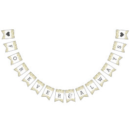 White & Gold Confetti Hochzeit für immer Wimpelkette