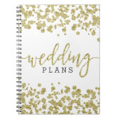 White & Gold Confetti Hochzeitsplaner Notizblock (Vorderseite)