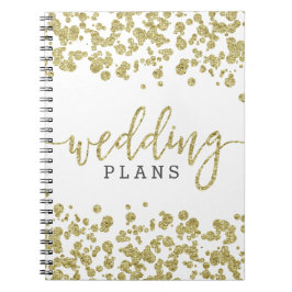 White & Gold Confetti Hochzeitsplaner Notizblock
