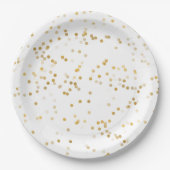 White Gold Confetti Pappteller (Vorderseite)