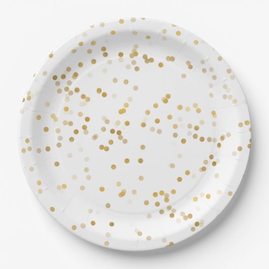 White Gold Confetti Pappteller (Vorderseite)