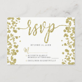 White & Gold Confetti UAWG Response RSVP Karte