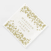 White & Gold Confetti Wedding Monogram Serviette (Ecke)