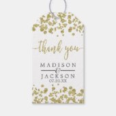 White & Gold Confetti Wedding Vielen Dank Geschenkanhänger (Vorderseite)