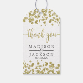 White & Gold Confetti Wedding Vielen Dank Geschenkanhänger