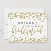 White & Gold Confetti wird meine Bridesmaid sein Einladung (Vorderseite)