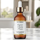 White & Gold Cosmetics Dropper Bottle Label