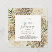 White & Gold Dahlia Brautparty Einladung (Vorne/Hinten)