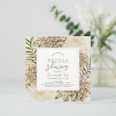 White & Gold Dahlia Brautparty Einladung (Stehend Vorderseite)