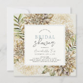 White & Gold Dahlia Brautparty Einladung (Vorderseite)