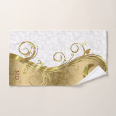 White & Gold Damask Badhandtuch Set (Handtuch)