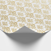 White Gold Damask Royal Wedding Bridal Geschenkpapier (Ecke)