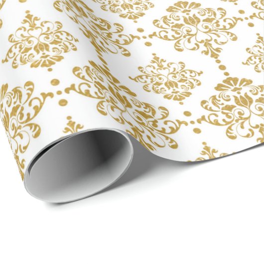 White Gold Damask Royal Wedding Bridal Geschenkpapier (Rolleneckpunkt)