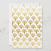 White & Gold Déco Fan Fan Hochzeit der 20er Jahre Einladung (Rückseite)