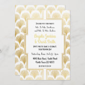 White & Gold Déco Fan Fan Hochzeit der 20er Jahre Einladung (Vorne/Hinten)