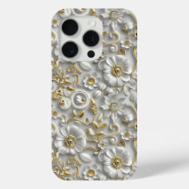 White Gold Decorative 3D Flora Flora Case-Mate iPhone Hülle