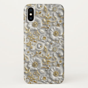 White Gold Decorative 3D Flora Flora Case-Mate iPhone Hülle