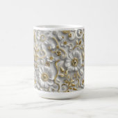 White Gold Decorative 3D Flora Flora Kaffeetasse (Mittel)