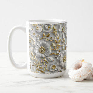White Gold Decorative 3D Flora Flora Kaffeetasse