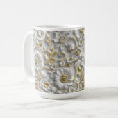 White Gold Decorative 3D Flora Flora Kaffeetasse (Vorderseite Links)