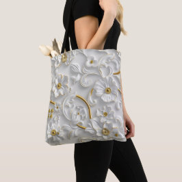 White Gold Decorative 3D Flora Flora Tasche